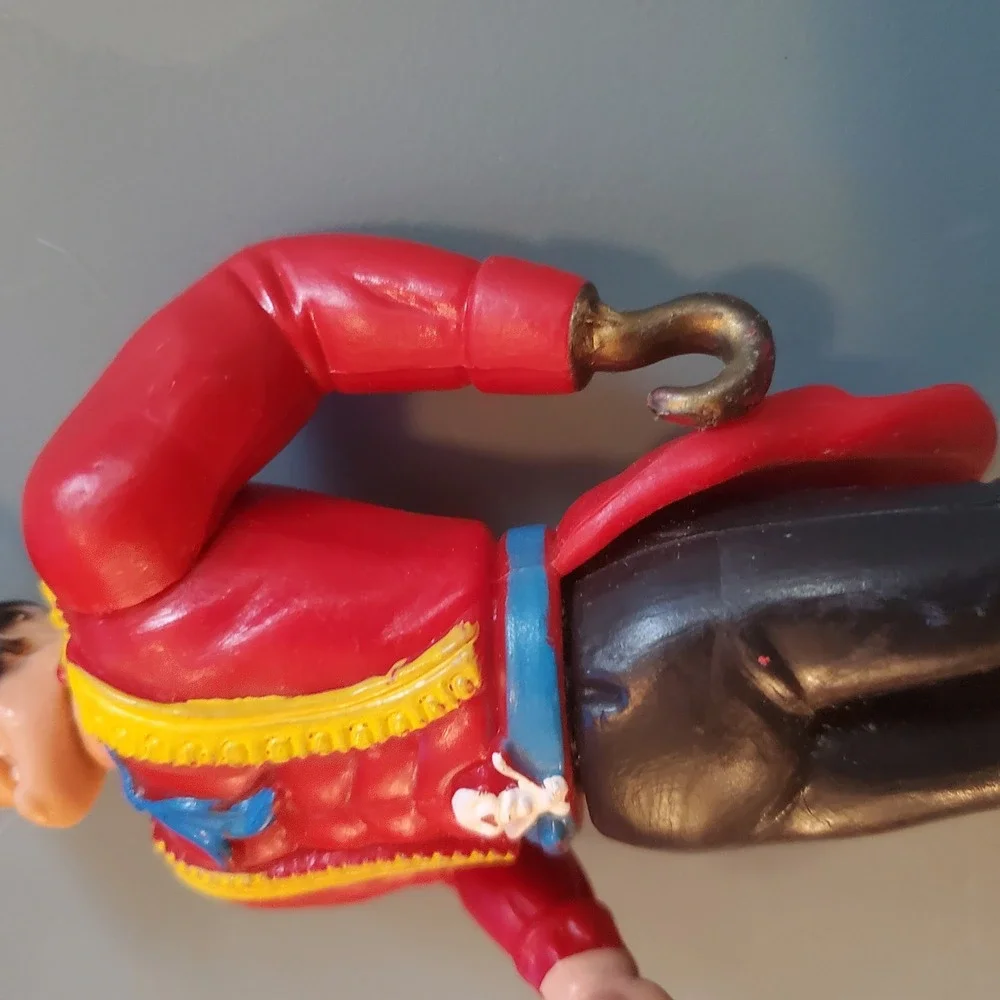 Vintage Captain Hook Action Figure Peter Pan Pirate Toy Red Coat Blue Hat 6 Inch